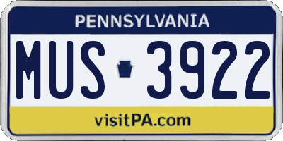 PA license plate MUS3922