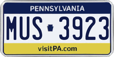 PA license plate MUS3923