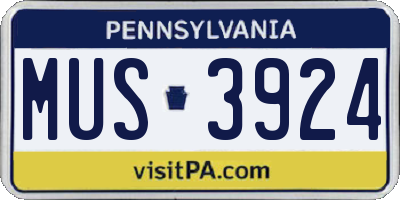 PA license plate MUS3924