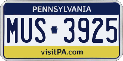PA license plate MUS3925