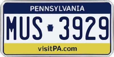 PA license plate MUS3929