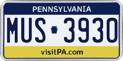 PA license plate MUS3930