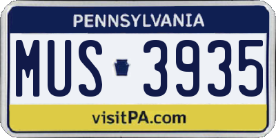 PA license plate MUS3935