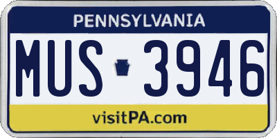 PA license plate MUS3946