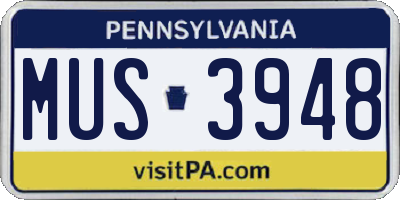 PA license plate MUS3948