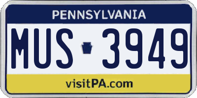 PA license plate MUS3949