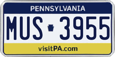 PA license plate MUS3955