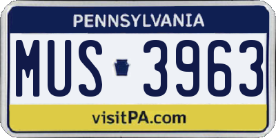 PA license plate MUS3963