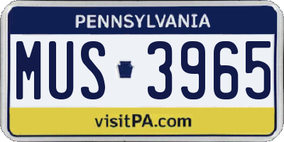 PA license plate MUS3965