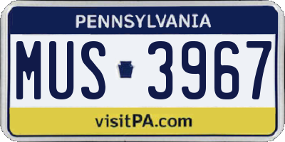 PA license plate MUS3967
