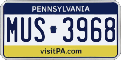 PA license plate MUS3968