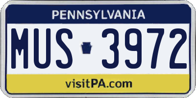PA license plate MUS3972