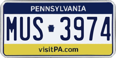 PA license plate MUS3974