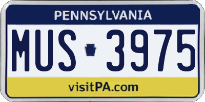 PA license plate MUS3975