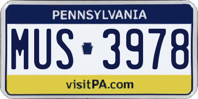 PA license plate MUS3978