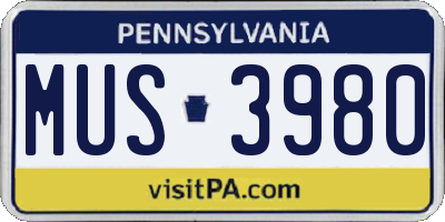PA license plate MUS3980