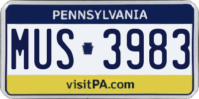 PA license plate MUS3983