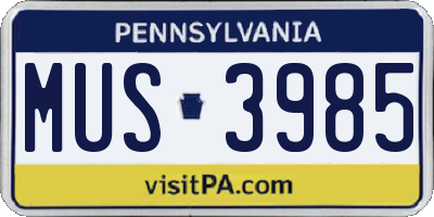 PA license plate MUS3985