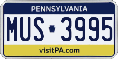 PA license plate MUS3995