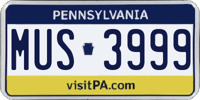 PA license plate MUS3999