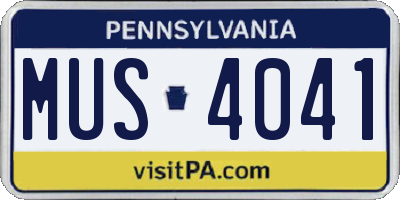 PA license plate MUS4041
