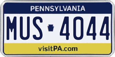PA license plate MUS4044