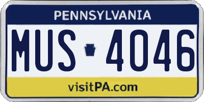 PA license plate MUS4046