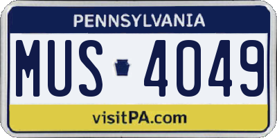 PA license plate MUS4049