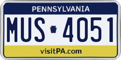PA license plate MUS4051