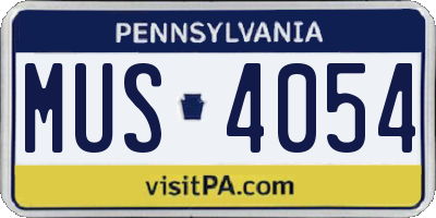 PA license plate MUS4054