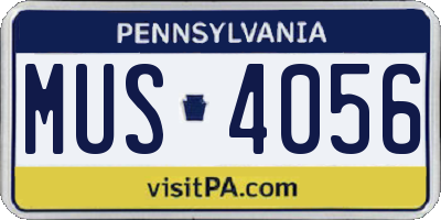 PA license plate MUS4056