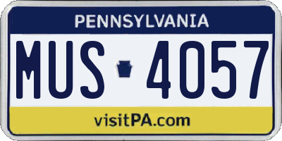PA license plate MUS4057
