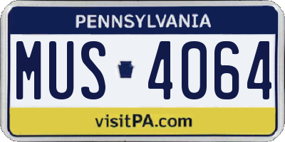 PA license plate MUS4064