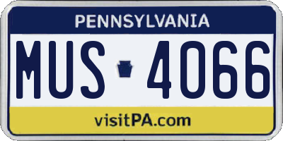 PA license plate MUS4066