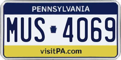 PA license plate MUS4069