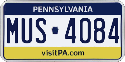 PA license plate MUS4084