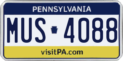 PA license plate MUS4088