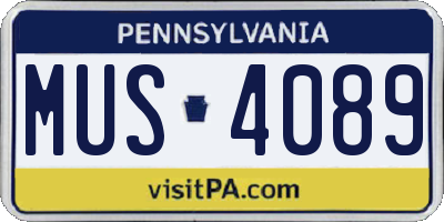 PA license plate MUS4089