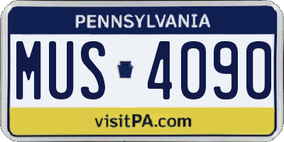 PA license plate MUS4090
