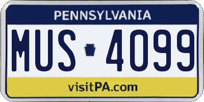 PA license plate MUS4099