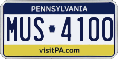 PA license plate MUS4100