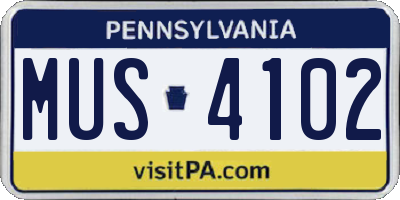 PA license plate MUS4102