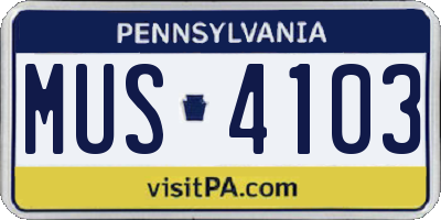 PA license plate MUS4103