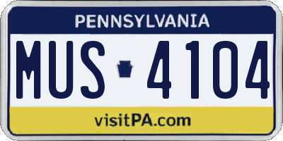 PA license plate MUS4104