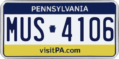 PA license plate MUS4106