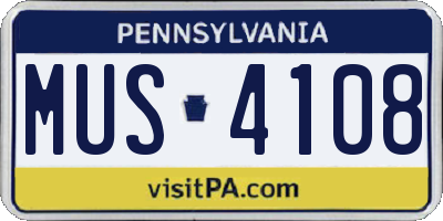 PA license plate MUS4108