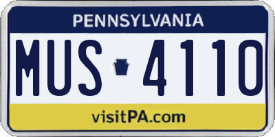 PA license plate MUS4110