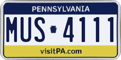 PA license plate MUS4111