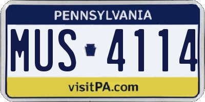 PA license plate MUS4114
