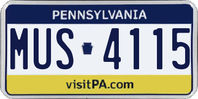 PA license plate MUS4115
